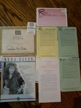 Reba Mcentire On Tour Picture Guide And Fan Club Pictures Certificate Early 90s