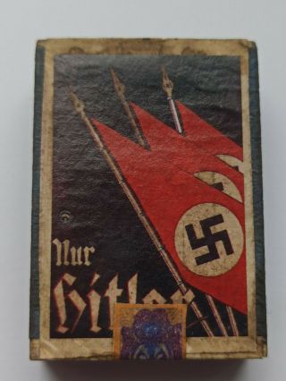Nazi Germany Matchbox With,  Nur Hitler ",  Flags,  Nazi Eagle And Swastika