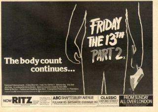 20/6/81pn23 Movie Advert 7x11 " Friday The 13th Part 2 Cert X Adrienne King