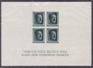 Germany B103 Mnh 1937 Adolf Hitler Nazi Congress Imperf Souvenir Sheet Cv $170.