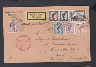 Daw Graf Zeppelin Germany 1930 Multi Franked Cover To Usa Lot 6 (3)