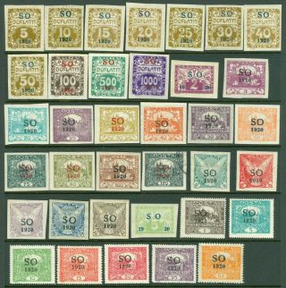 Eastern Silesia – Thirty - Six Diff 1918 - 20 Stamps Of Czechoslovakia O/p “os 1920 "