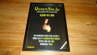 Queens Of The Stone Age - Framed Press Release Promo Advert