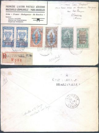 French Congo 1930 - Registered Air Mail Cover - Plane Accident D6