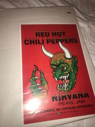 Red Hot Chili Peppers Poster With Nirvana Red,  Green,  Amoeba Records