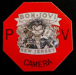 Bon Jovi 1988 Satin Photo Pass The Jersey Syndicate Tour - Joker