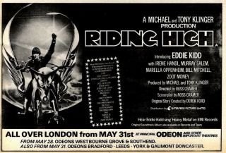30/5/81pn23 Advert: Riding High Introducing Eddie Kidd Showing Now 7x11 "