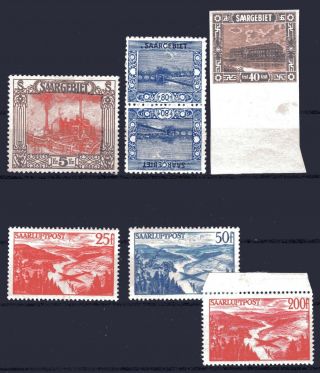 Germany,  Saar,  1922 And Later,  Lot Better Stamps Including 5 Franken,  Mnh