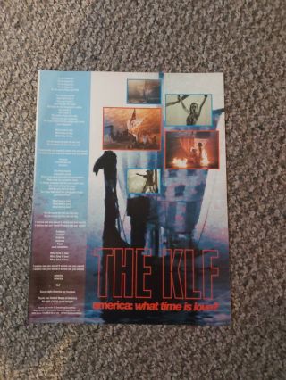 (abc25) Advert/poster 11x8 " The Klf : America: What Time Is Love? Song Words