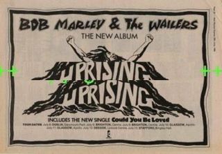 Bob Marley And The Wailers Uk Tour Advert 1980 Bnml