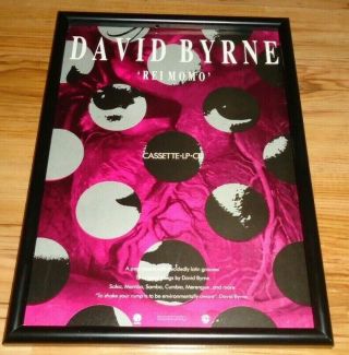 David Byrne Rei Momo Framed Press Release Promo Poster