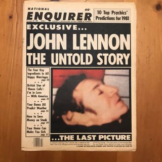 John Lennon National Enquirer Dec 30,  1980 John Lennon Death The Untold Story
