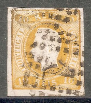 Portugal - D.  Luis I - 1866/67 - (yellow) - 10 Reis - Y&t 19 - Afinsa 20 - " Fita Curva "
