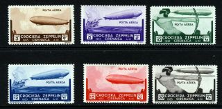 Cyrenaica Libya (italian Colony) 1933 Zeppelin Air Mail Set Sg 102 To 107
