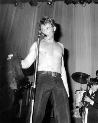 8x10 Print Johnny Hallyday Shirtless On Stage Performing Olympia 1966 Aajh