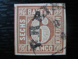 Bavaria Bayern German States Mi.  4i Scarce Vf Imperf Stamp Cv $360.  00