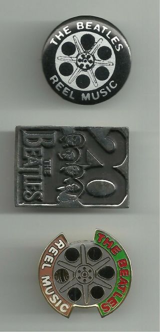 The Beatles " Reel Music " (2) And 20 Year Anniversary Pins