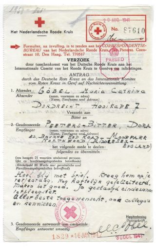 German Occupation Netherlands Covers 1942 Censored Red Crossform