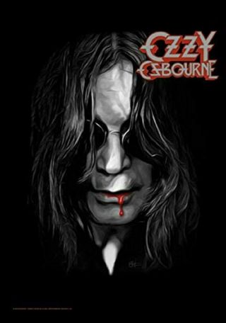 Ozzy Osbourne Rain Blood Lips Black Sabbath Cloth Textile Poster Flag 30 " X 40 "