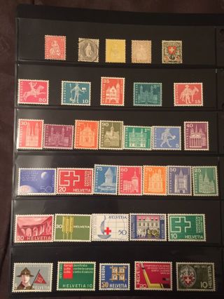 72 Switzerland Stamps Mnh Light Hinge 1881 - 1964 2 Sided Vario Sheet
