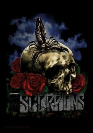 Scorpions Skull & Roses Fabric Cloth Textile Poster Flag Banner 30 " X 40 "