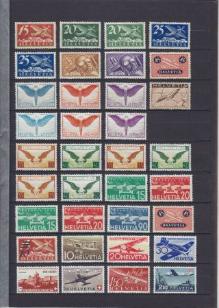 Switzerland 1923 - 1946,  Air Mail,  35 Stamps,  Mlh (mostly) /mnh