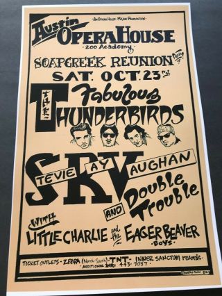 1982 Stevie Ray Vaughan Fabulous Thunderbirds Show Poster @ Austin Opera House