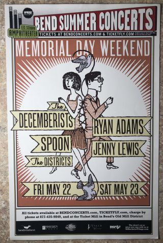 The Decemberists,  Spoon,  Ryan Adams Concert Poster Flyer 11x17