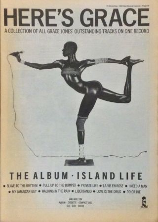 Grace Jones - Vintage Press Poster Advert - Island Life - 1985