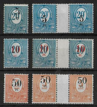 Oberschlesien Germany 1920 Lh/mh Complete Set Of 3 & Pairs Michel 10 - 12 Rr