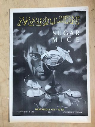 Marillion Sugar Mice Poster Sized Music Press Advert From 1987 - Printe