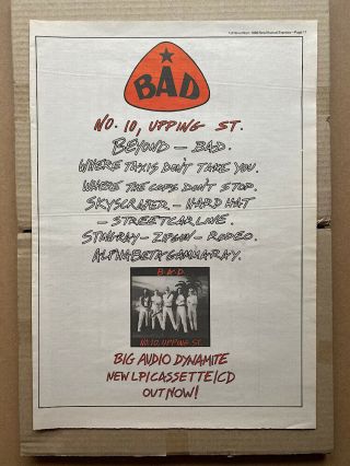 Big Audio Dynamite No 10 Upping Street Poster Sized Music Press Advert