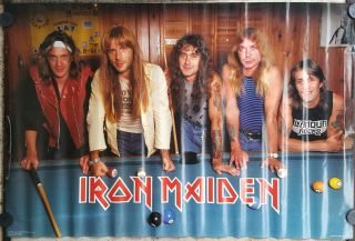 Iron Maiden Pool Table 1984 Poster Approx 23 X 34