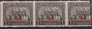 Bulgaria 1924 10/1 St Overprint Par Sc.  186 Error Pair Imperf Vertically