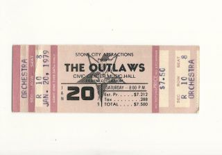 Concert Ticket Stub 1979 Jan 10th - The Outlaws - Civic Center Music Hall Okc Ok