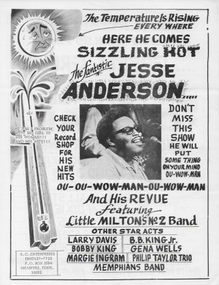 Vintage 8 1/2 " X 11 " Promo Flyer: Jesse Anderson Funk Soul 1971