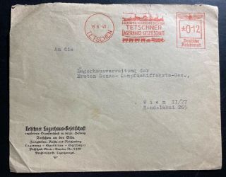 1940 Tetschen Germany Commercial Meter Cancel Cover To Vienna Austria