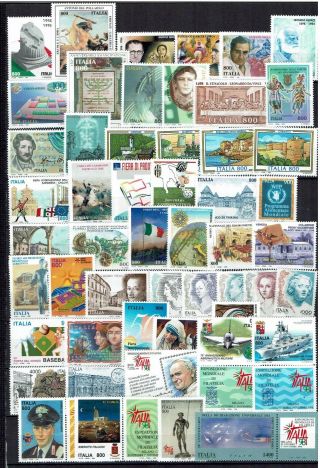 Italy 1998 Complete Year 63 Stamps,  2 Miniature Sheets Unmounted