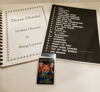 Dixie Chicks All Access Pass - Set List (from Stage) And Guitar Song/lyric Book