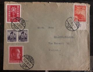 1938 Vienna Austria Mixed Frank Cover To Milan Italy Early Occupation