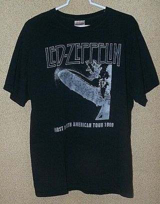 Led Zeppelin 1st North American Tour 1969 T - Shirt Size L / 1st Class Ship