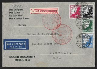 Lufthansa Catapult Germany To Chile Air Mail Cover 1934