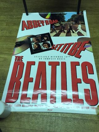 Beatles - 1987 U.  S.  Promo Poster For Abbey Road / Let It Be Cd Release - C @@ L