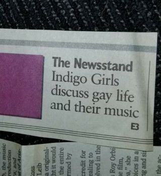 Indigo Girls Discuss Gay Life & Music 1994 Atlanta Newspaper Article Lbgtq Amy