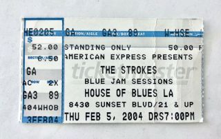 The Strokes " Room On Fire Tour " 2004 House Of Blues La Concert Ticket Stub