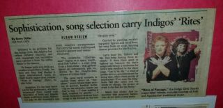 Indigo Girls 1992 Rites Of Passage Atlanta News Article Emily Saliers Amy Ray