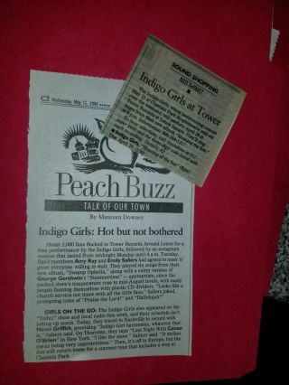 Indigo Girls 1997 Tower Records Performance Atlanta Newspaper Article Meet Greet