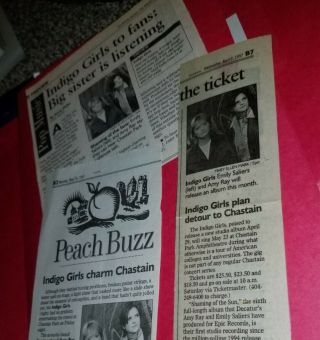 Indigo Girls 1997 Chastain Park Amphitheatre Atlanta Newspaper Articles