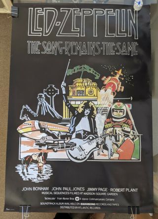 Vintage Led Zeppelin The Song Remains The Same Poster Film Soundtrack 1976 Nm