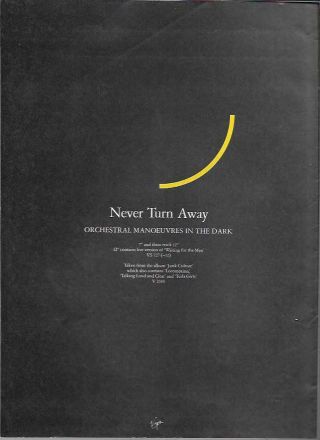 (tjkb7) Poster/advert 11x8 " Orchestral Manoeuvres In The Dark - Never Turn Away